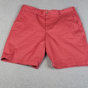 IZOD  Saltwater Golf Shorts Mens 34 Coral Chino Stretch Flat Front 9.5" Inseam